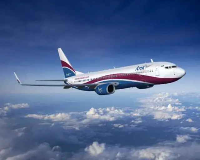 An Arik aeroplane in the air