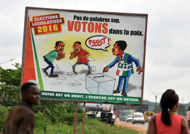 An election poster encouraging people to vote in Ivory Coast