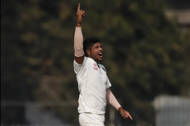 Umesh Yadav celebrates