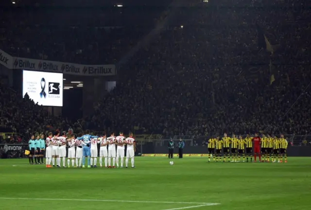 A minute of silence for the victims of the attack was held ahead of the German Bundesliga match between Borussia Dortmund and FC Augsburg in Dortmund