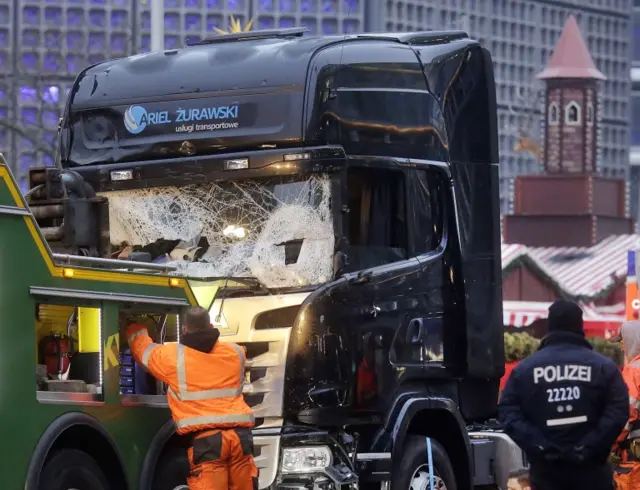 Lorry being towed away