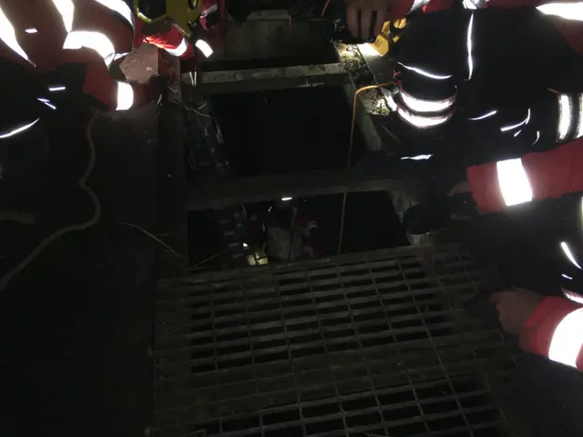 Dog and owner being rescued