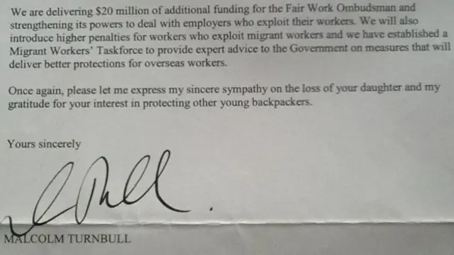 Letter from Malcolm Turnbull