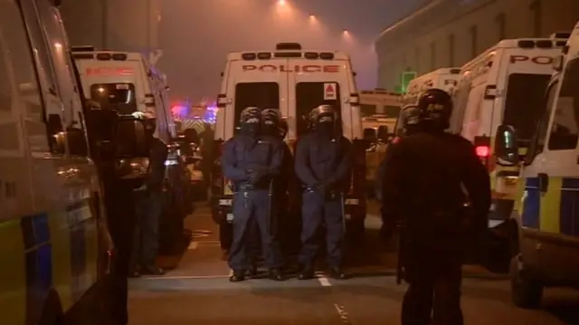 Police outside HMP Birmingham following riots