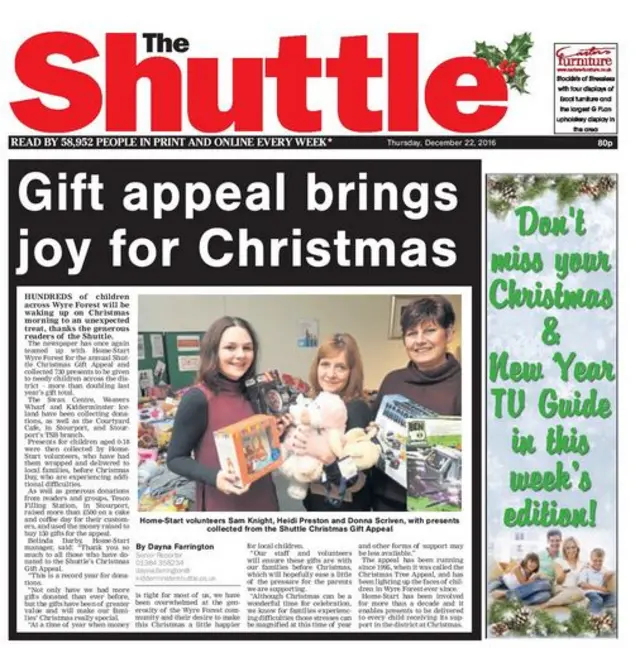 Kidderminster Shuttle front page