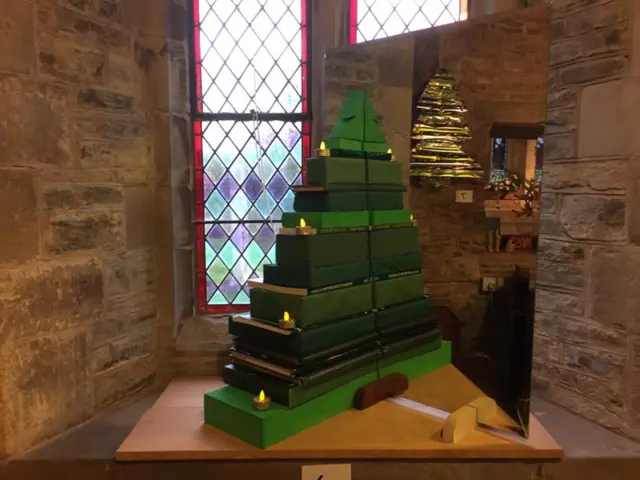 Christmas tree made from boxes