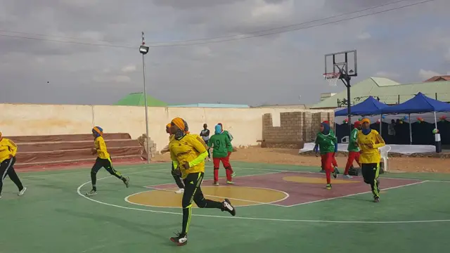 Female basketball players in Garowe, Somalia