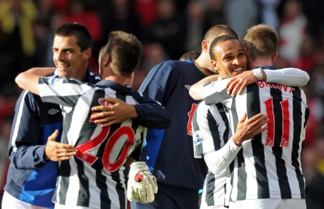 West Brom players celebrate in 2010