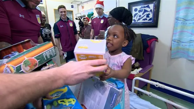 Villa players visit Birmingham Children's Hospital