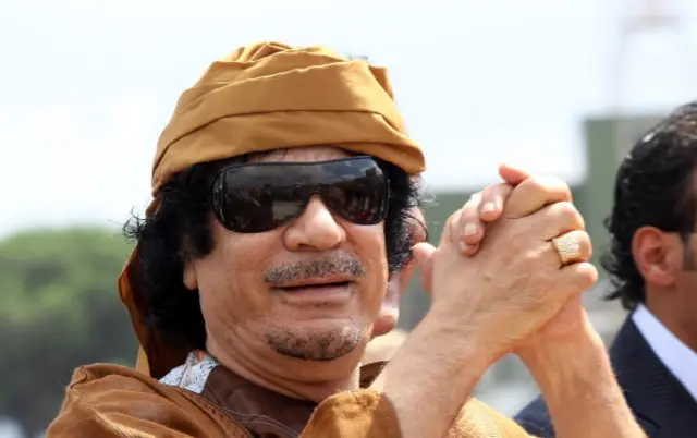 Libyan leader Muammar Gaddafi arrives at Ciampino airport on August 29, 2010 in Rome, Italy.