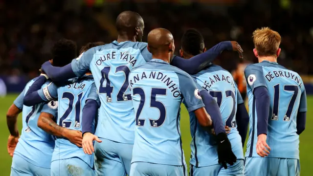 Man City players celebrate