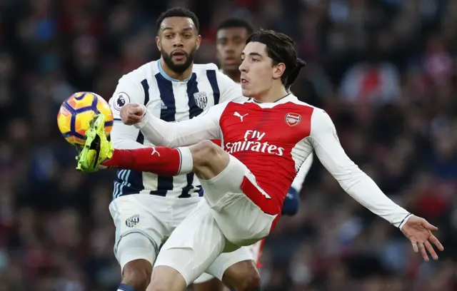 Matt Phillips in action with Arsenal"s Hector Bellerin