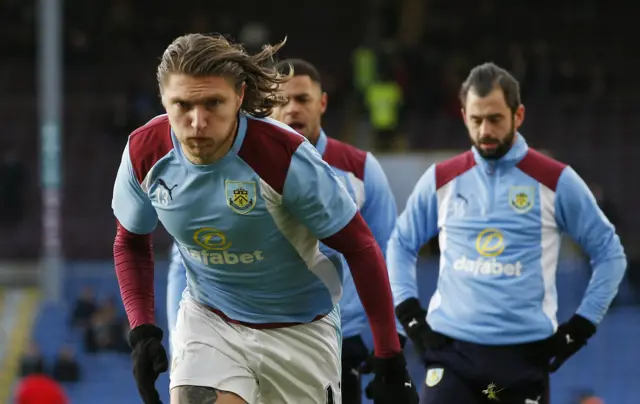 Burnley players warm up