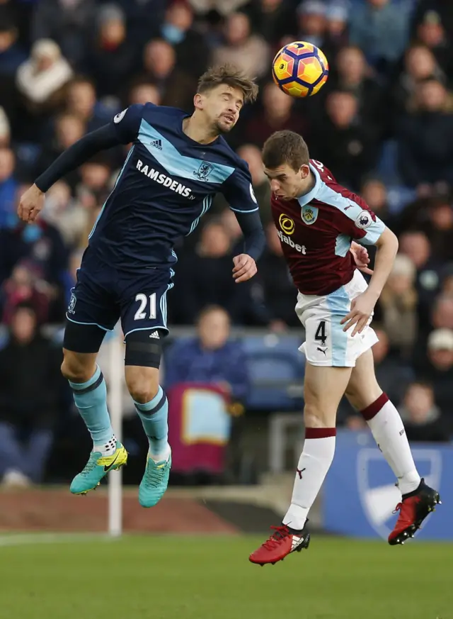 Middlesbrough"s Gaston Ramirez in action with Burnley"s Jon Flanagan