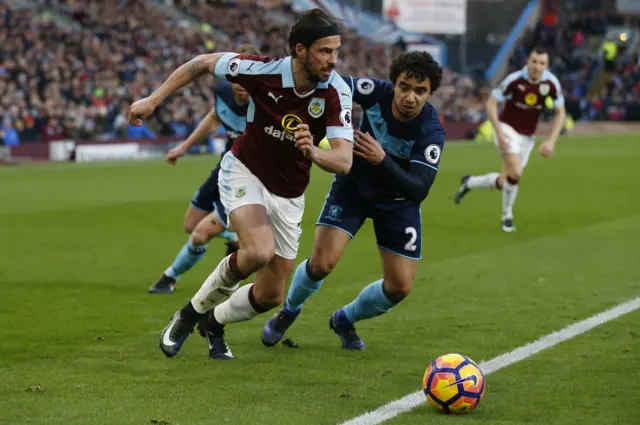 George Boyd of Burnley with Boro's Fabio