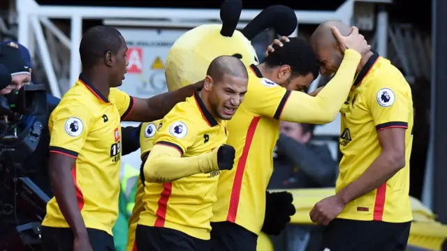 Troy Deeney celebrates a goal