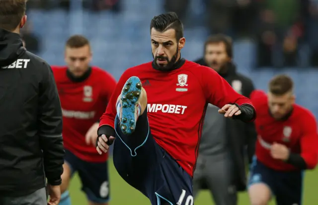 Middlesbrough players warm up