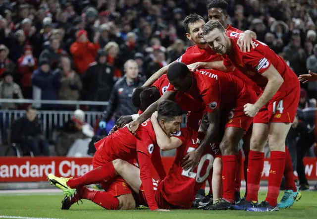 Liverpool players celebrate