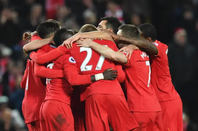 Liverpool players celebrate