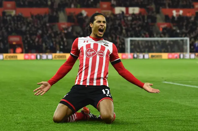 Virgil van Dijk celebrates