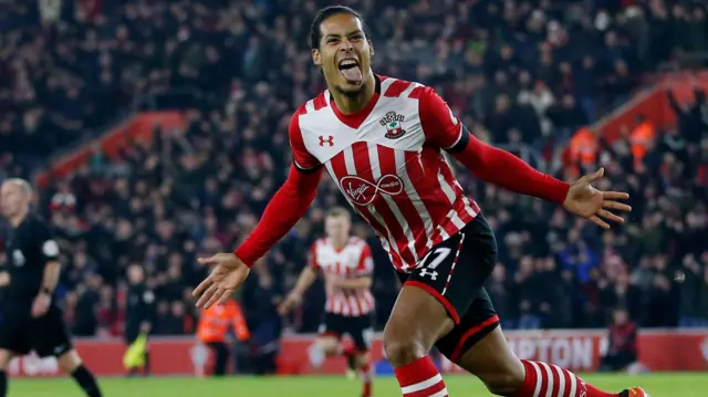 Virgil van Dijk celebrates