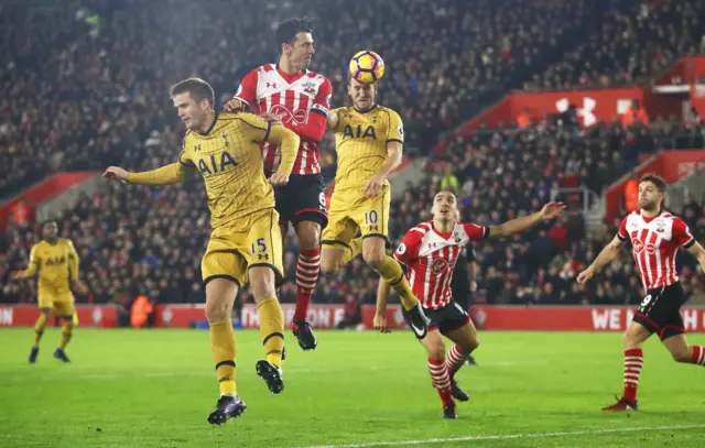 Harry Kane of Tottenham Hotspur scores