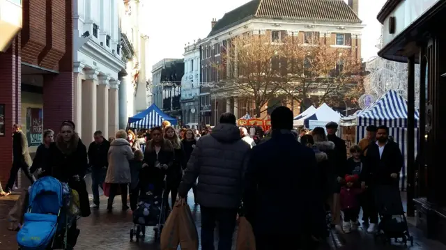 Shoppers in Ipswich town centre