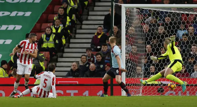 Stoke score their second goal of the game