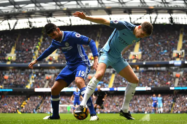 Chelsea striker Diego Costa and Man City defender John Stones