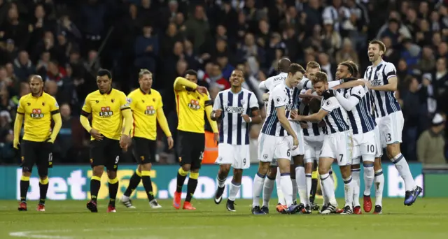 West Brom players celebrate