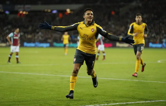 Alexis Sanchez celebrates