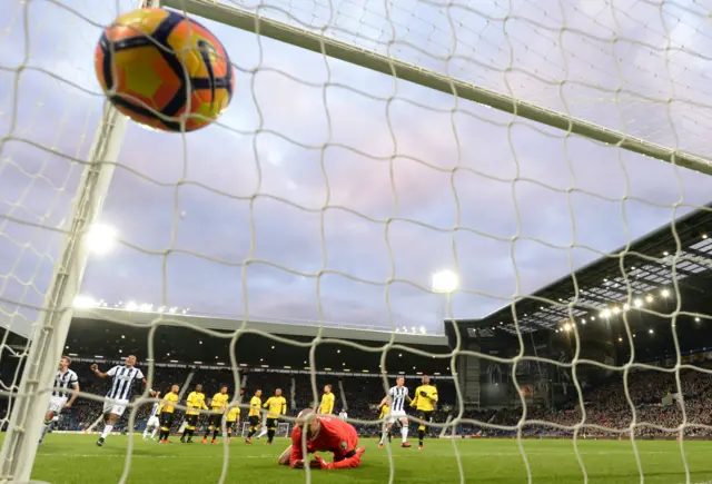 Ball hits the back of the net for west brom