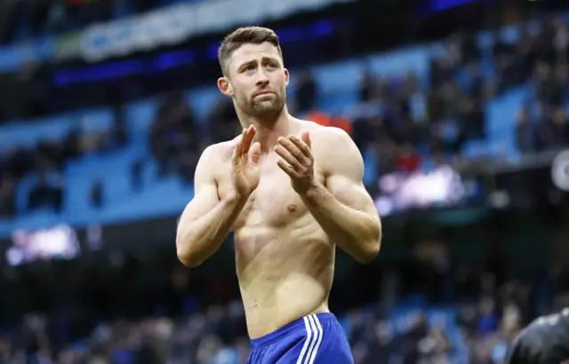 Gary Cahill applauds the fans