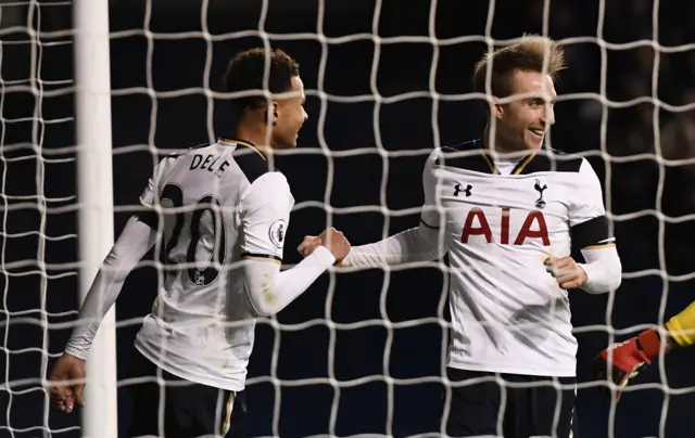 Christian Eriksen celebrates