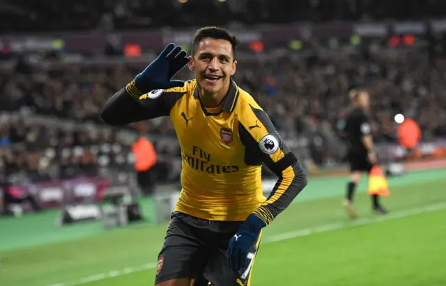 Alexis Sanchez celebrates