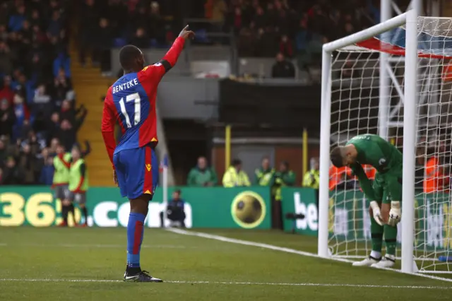 Christian Benteke celebrates