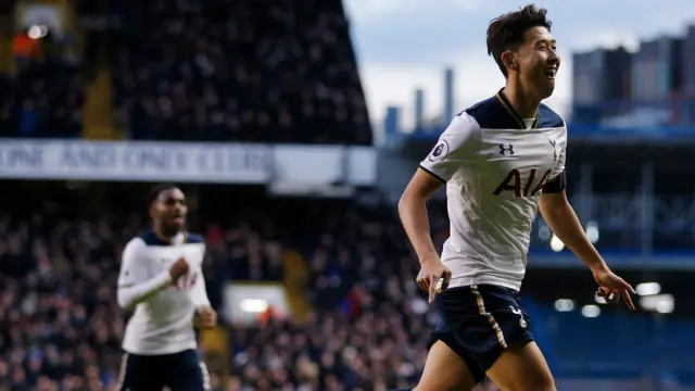 Son Heung-min celebrates