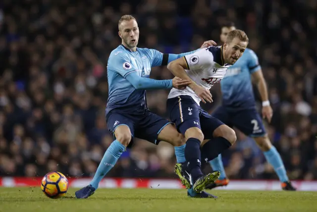 Mike van der Hoorn and Harry Kane