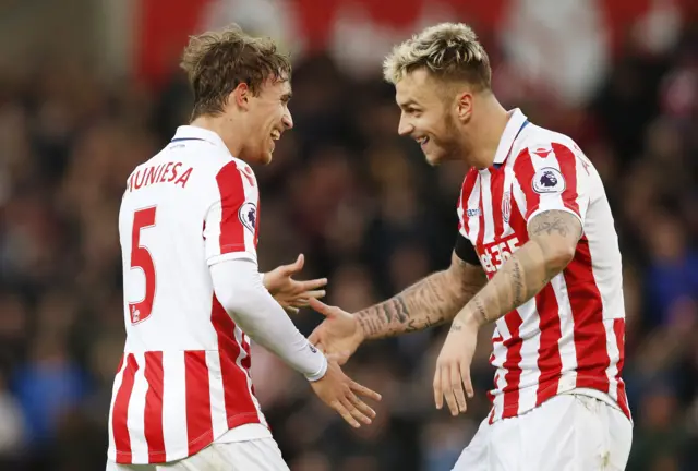 Stoke players celebrate