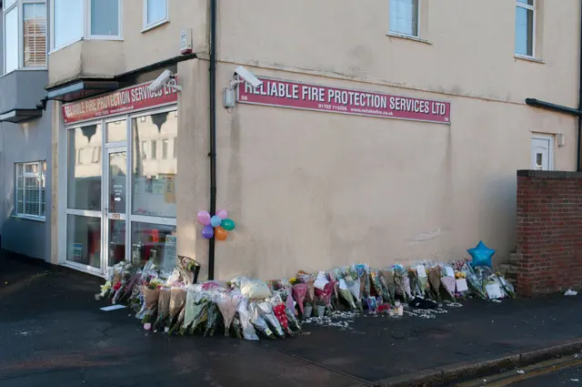 Crash scene tributes at Southsea Avenue, Leigh-on-Sea