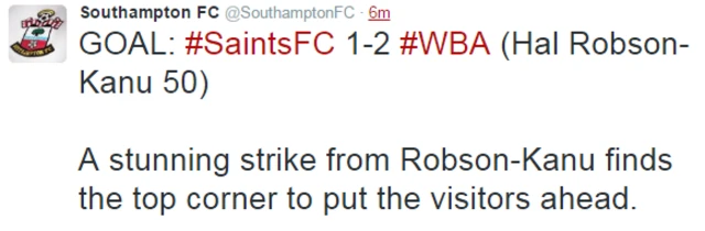 Southampton 1-2 West Brom