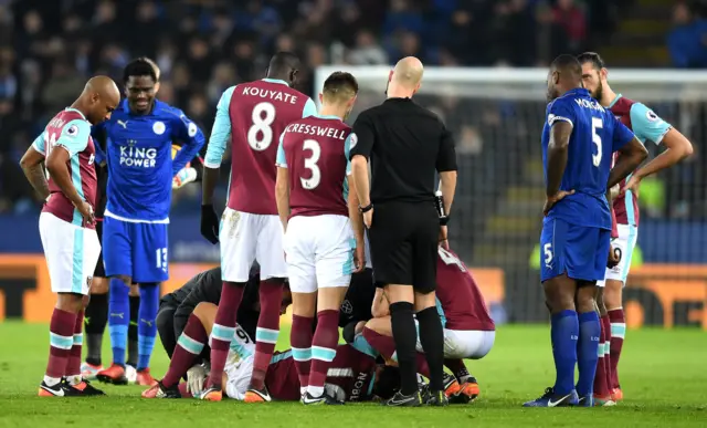 Mark Noble lays down injured