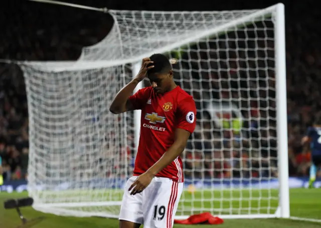 Marcus Rashford looks dejected