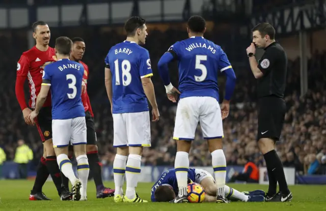 Seamus Coleman lies injured