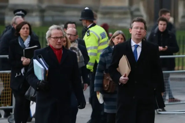 Attorney General Jeremy Wright (right) arriving at the Supreme Court