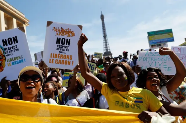 Anti-government protesters in Gabon