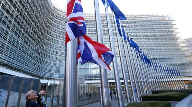 Flags outside the European Commission HQ