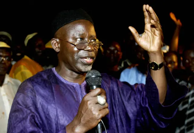 Leader of the Unity and Democracy Party (UDP) Ousainou Darboe speaks at an election meeting 19 September 2006