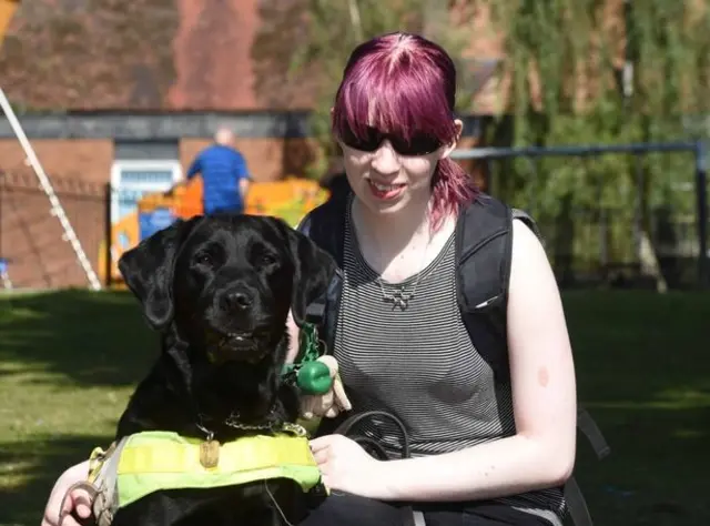 Charlotte Nickson with her guide dog Layla who was viciously attacked by another dog in Coventry city centre