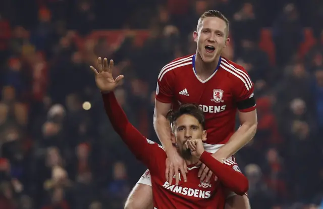 Gaston Ramirez celebrates